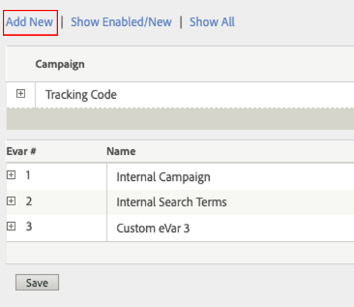 Adobe Analytics Conversion Variables Add New